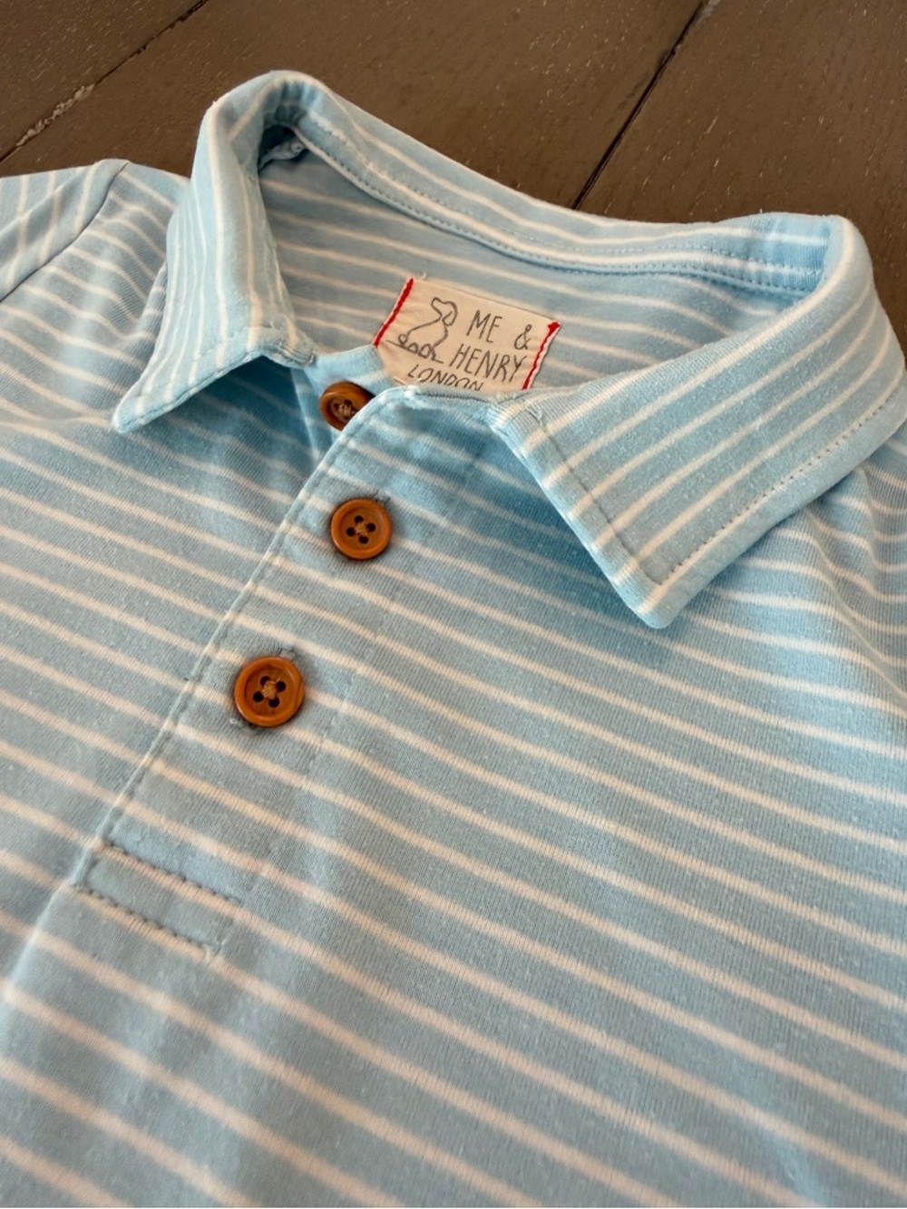 Me & Henry London Boys’ Preppy Short-Sleeve Blue Striped Polo Shirt • Size 2/3Y - Picture 6 of 12